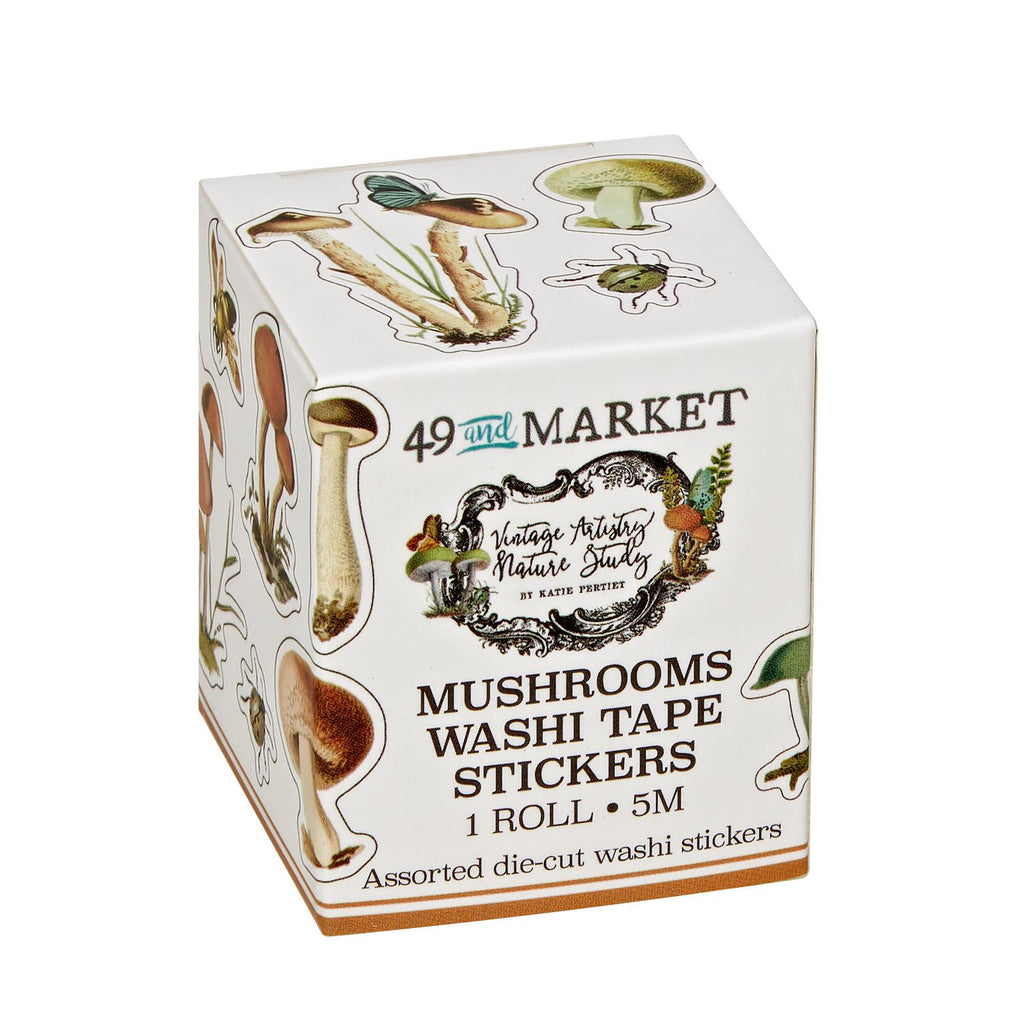 Vintage Artistry Nature Study - Mushrooms Washi Tape Stickers