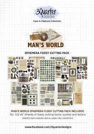 3Quarter Designs Man's World Ephemera Fussy Cutting Pack