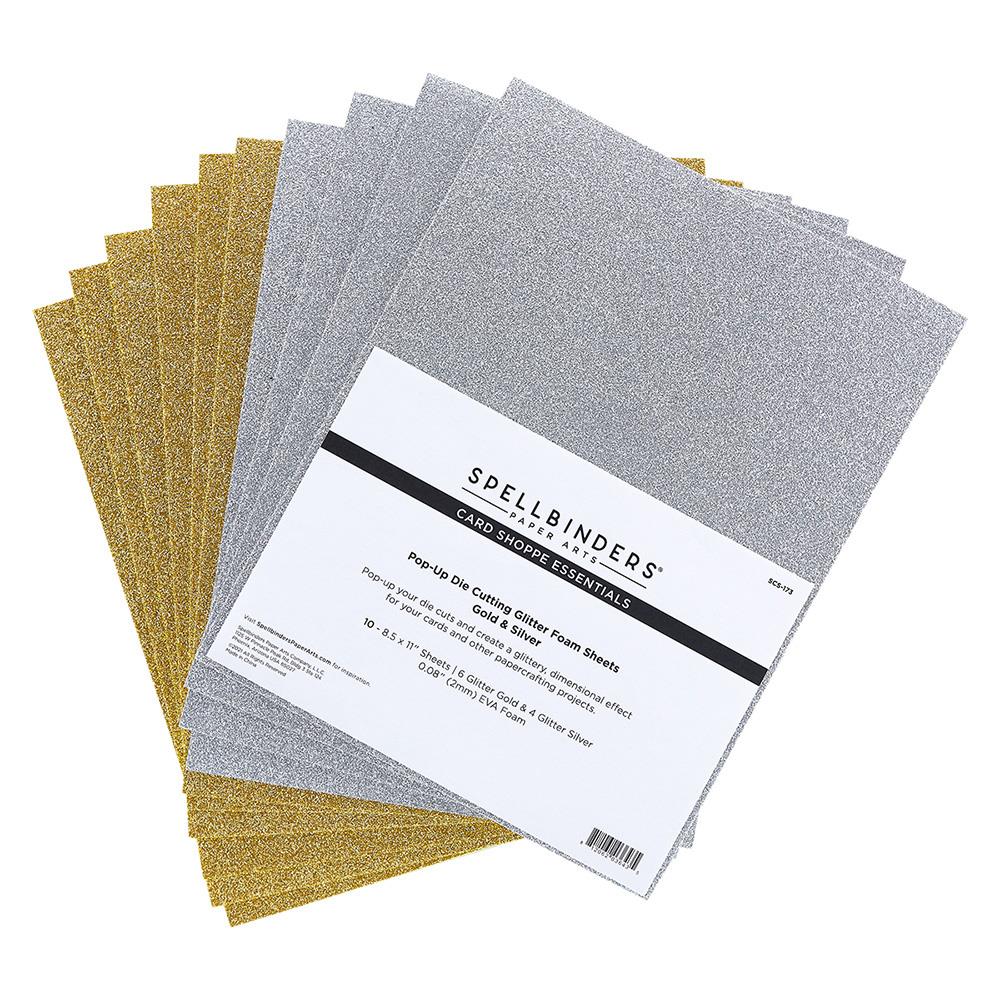 Spellbinders Paper Arts Card Shoppe Essentials Glitter Foam Sheets Gold & Silver