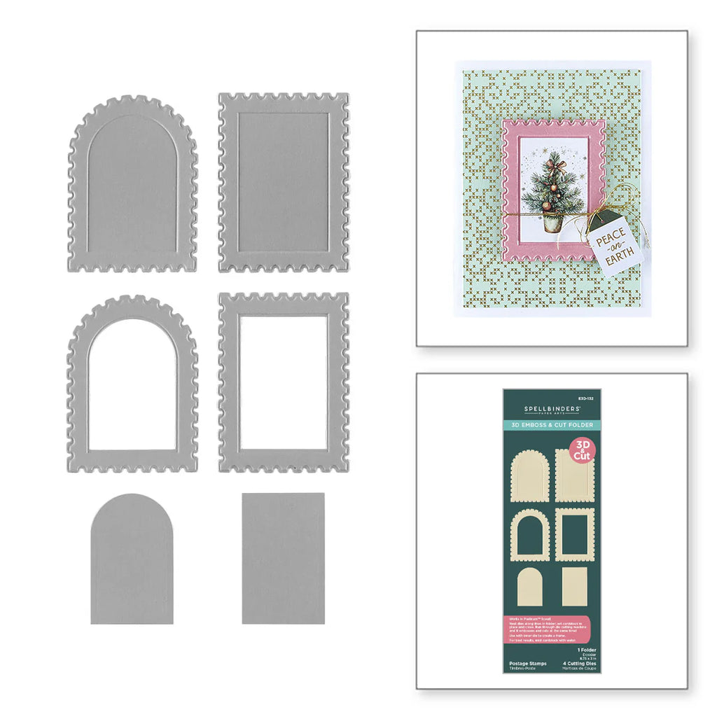 Postage Stamps 3D Emboss & Cut Folder