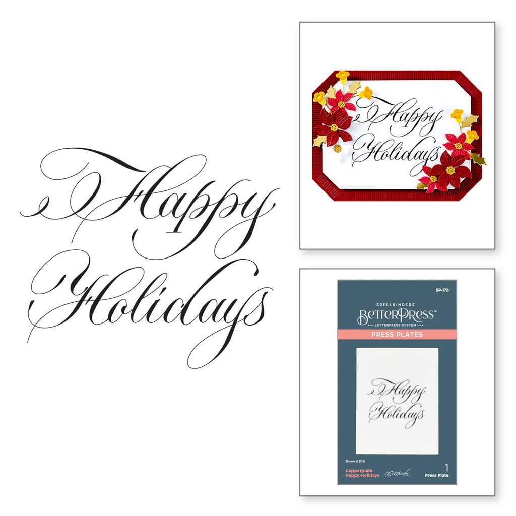 Copperplate Happy Holidays BetterPress Plate