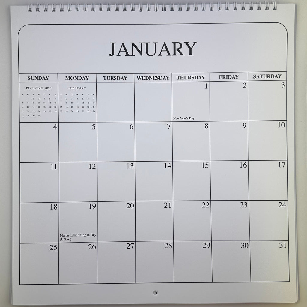 2026 Dated Calendar - 12x12