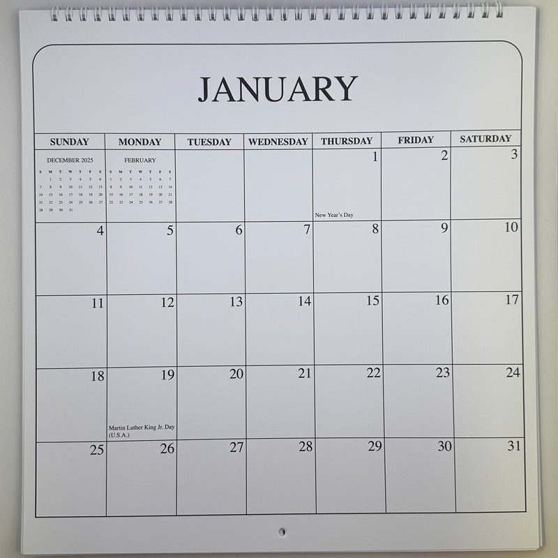 2026 Dated Calendar - 12x12