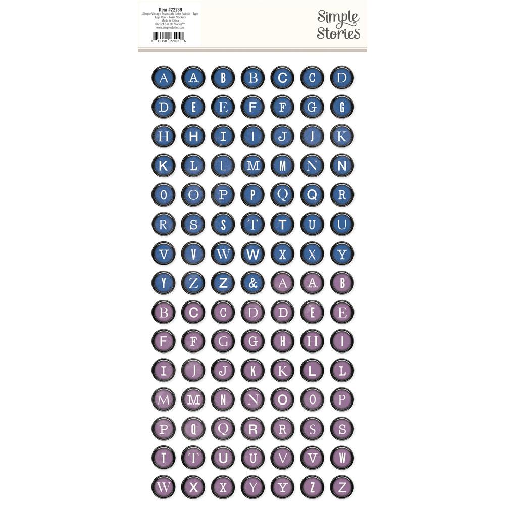Simple Vintage Color Palette - Cool Type Keys Foam Stickers