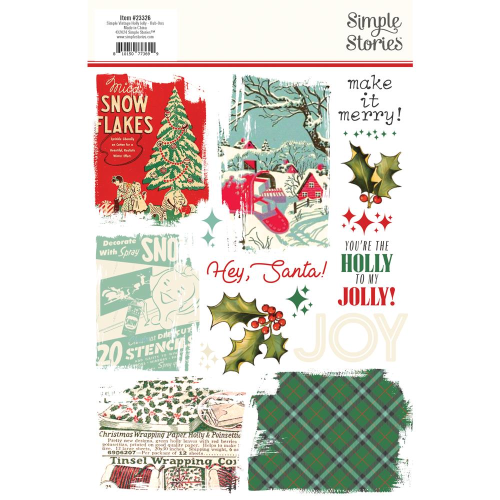 Simple Vintage Holly Jolly - Rub-Ons