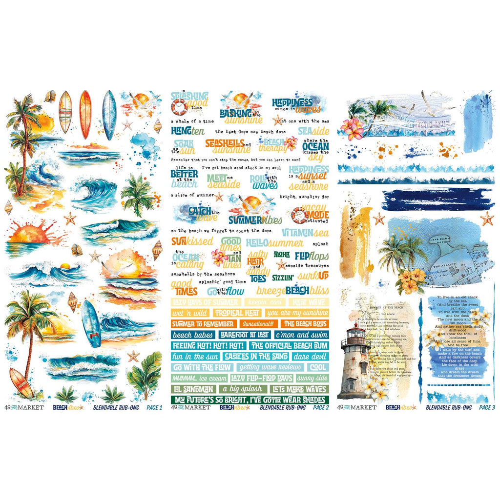 Beach Vibes - Rub On Transfers