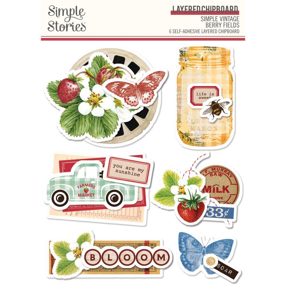 Simple Stories - Simple Vintage Berry Fields Layered Chipboard