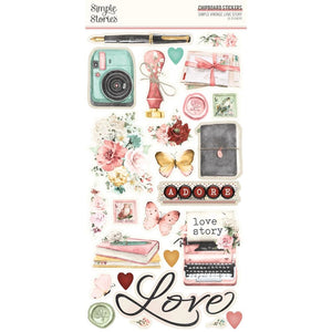 Simple Vintage Love Story - Chipboard Stickers