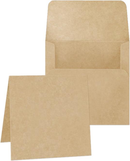 Square Cards With Envelopes - Kraft