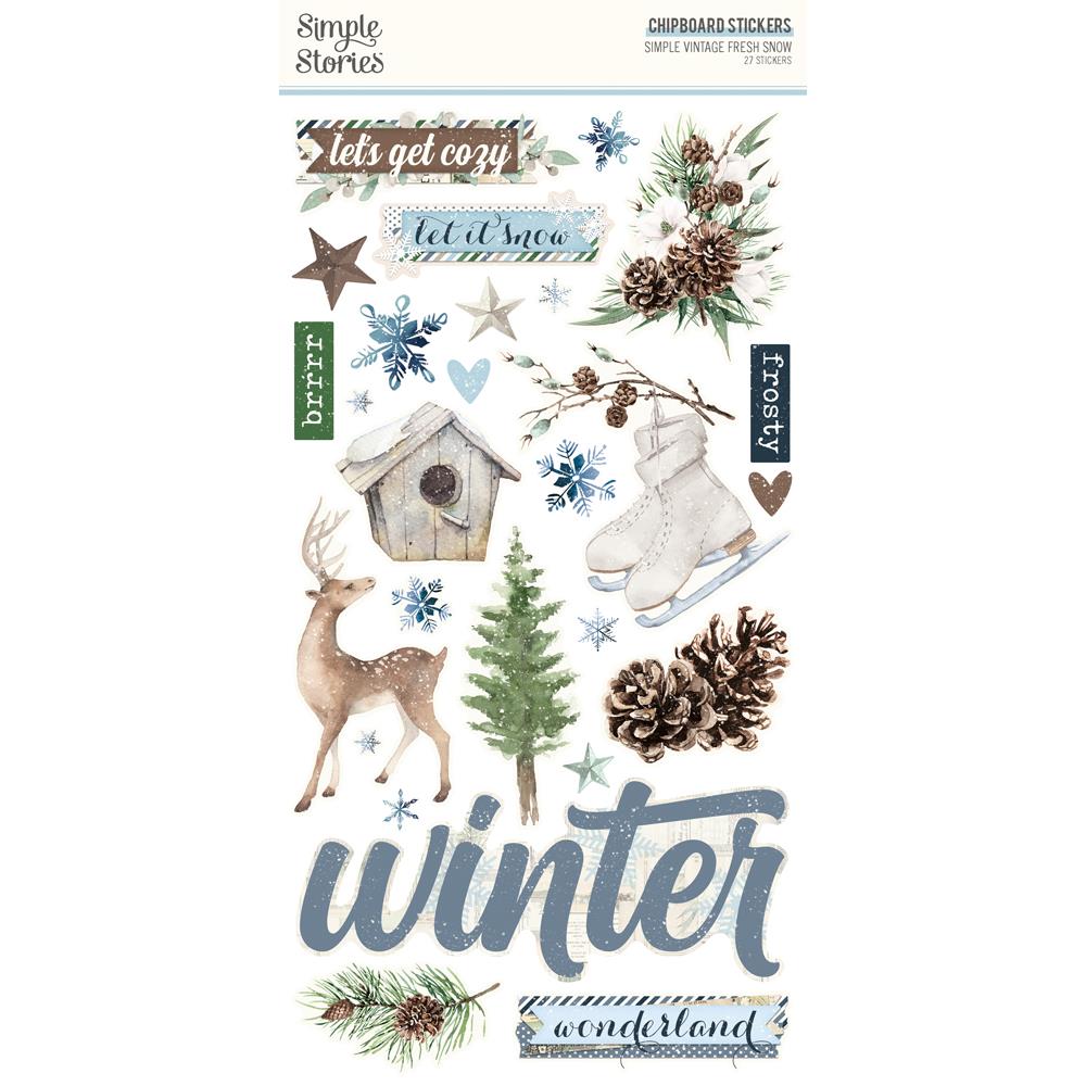 Simple Vintage Fresh Snow - Chipboard Stickers