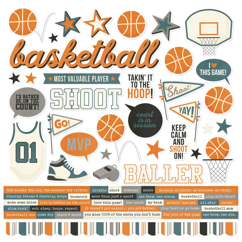 Cardstock Stickers - Basketball
