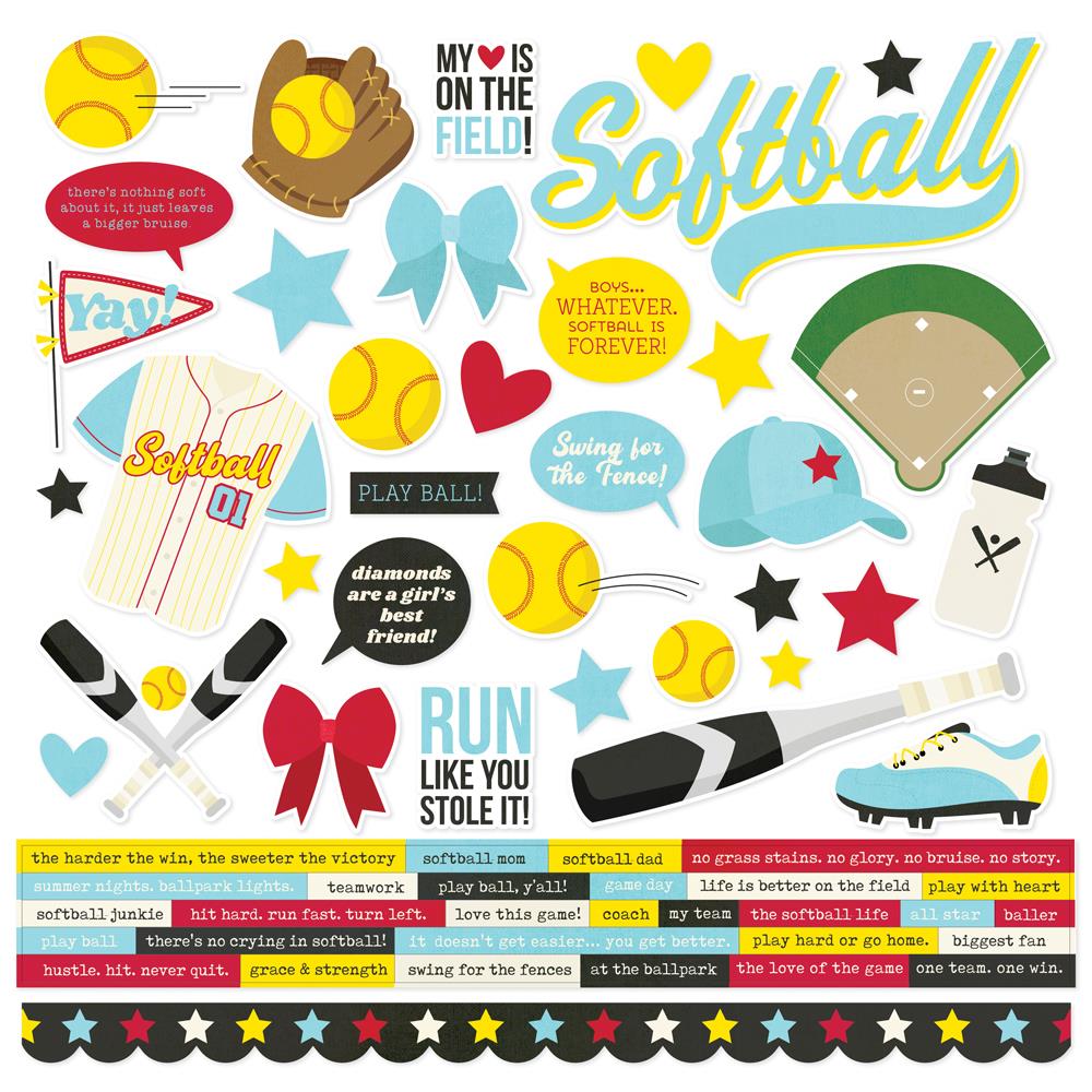 Cardstock Stickers - Softball