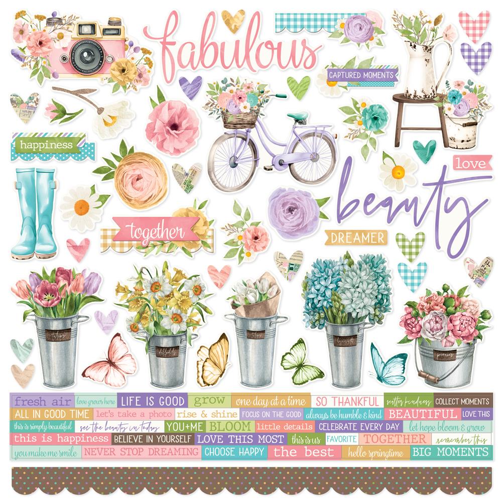 Simple Vintage Flower Shoppe - Cardstock Sticker Sheet