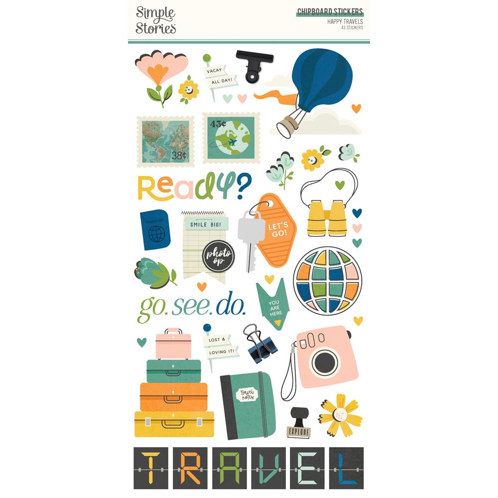 Happy Travels - Chipboard Stickers