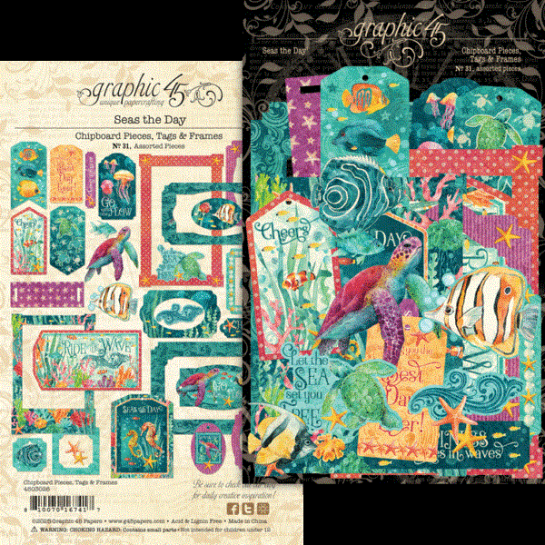 Seas The Day - Chipboard Pieces, Tags & Frames