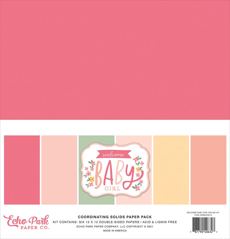 Echo Park Welcome Baby Girl Coordinating Solids Paper Pack