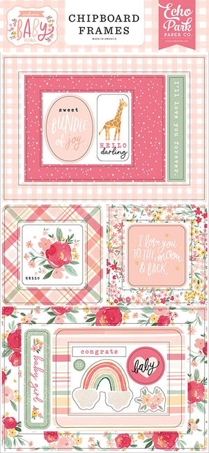 Welcome Baby Girl - Chipboard Frames