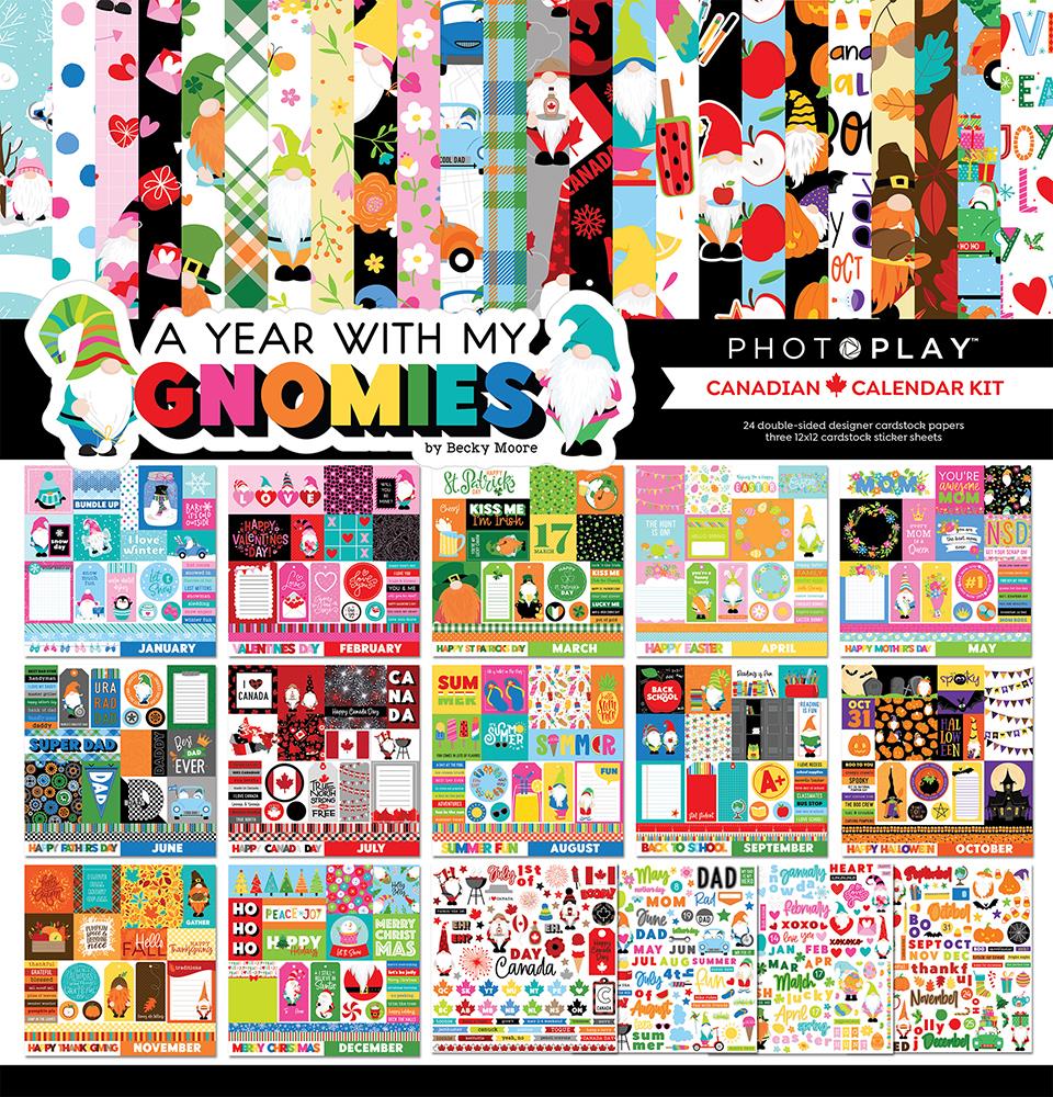 Photoplay A Year With My Gnomies Canadian Calendar Kit