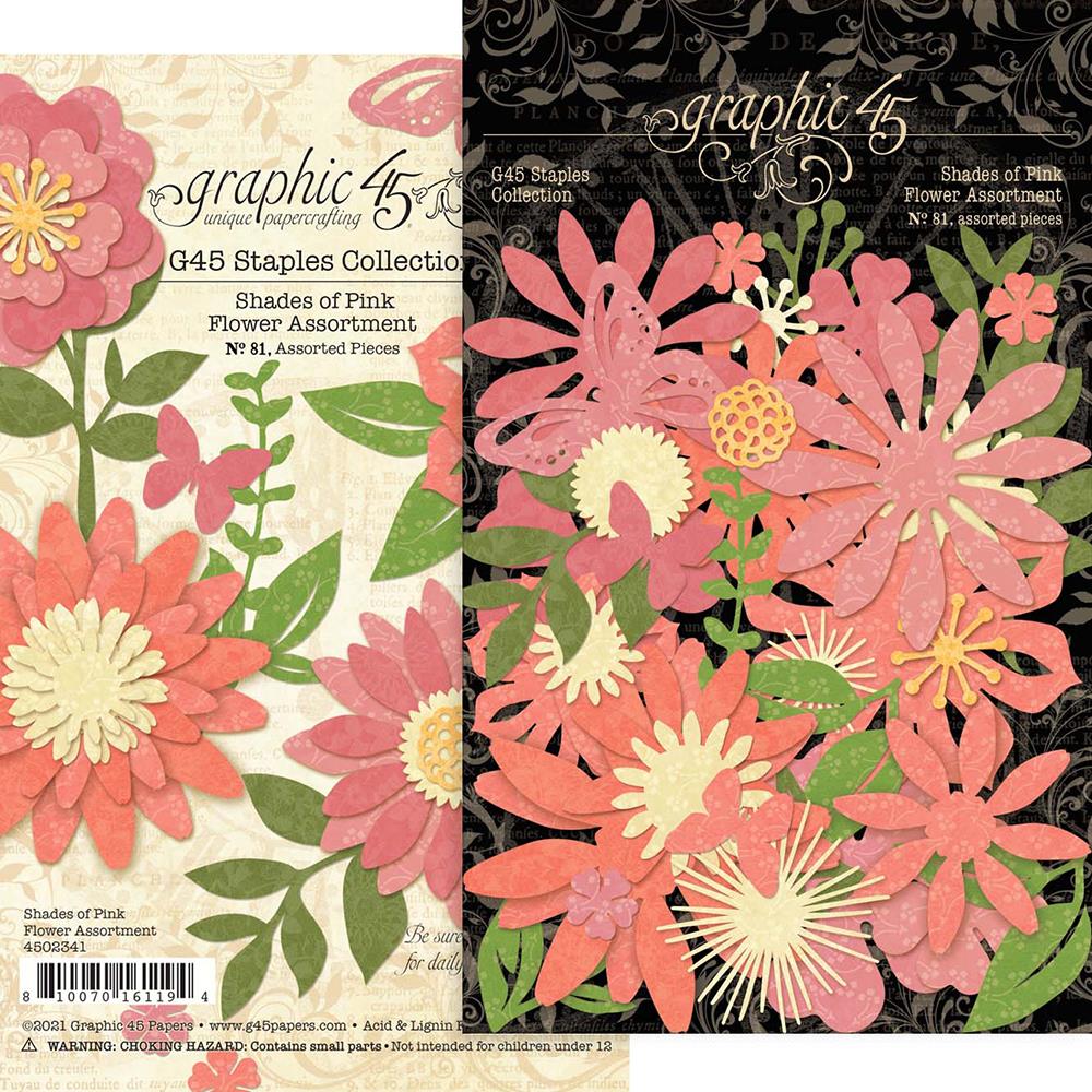 Graphic 45 Staples Collection Shades of Pink Flower Assortment