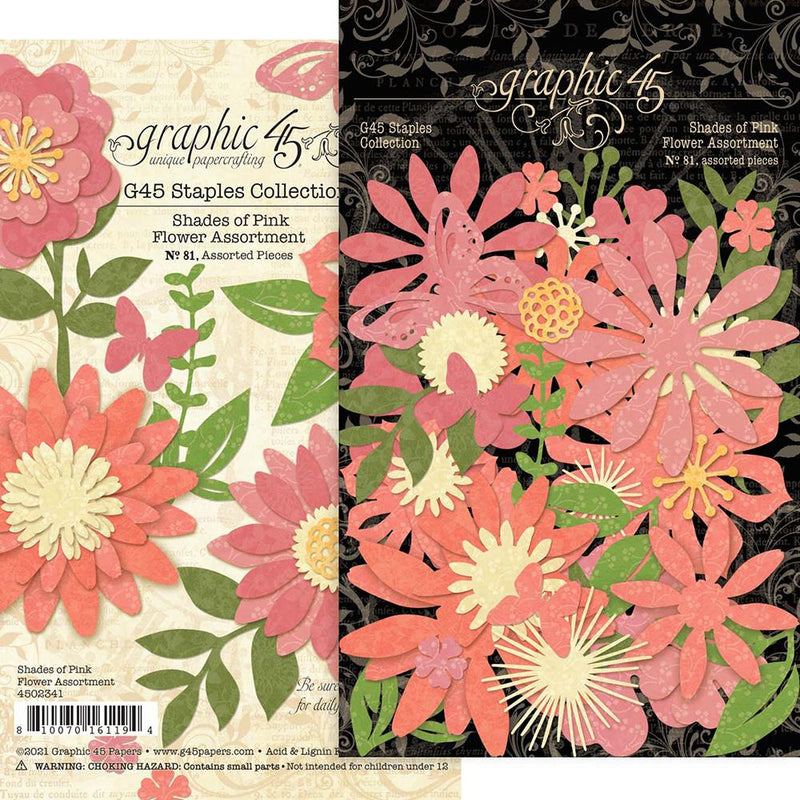 Graphic 45 Staples Collection Shades of Pink Flower Assortment