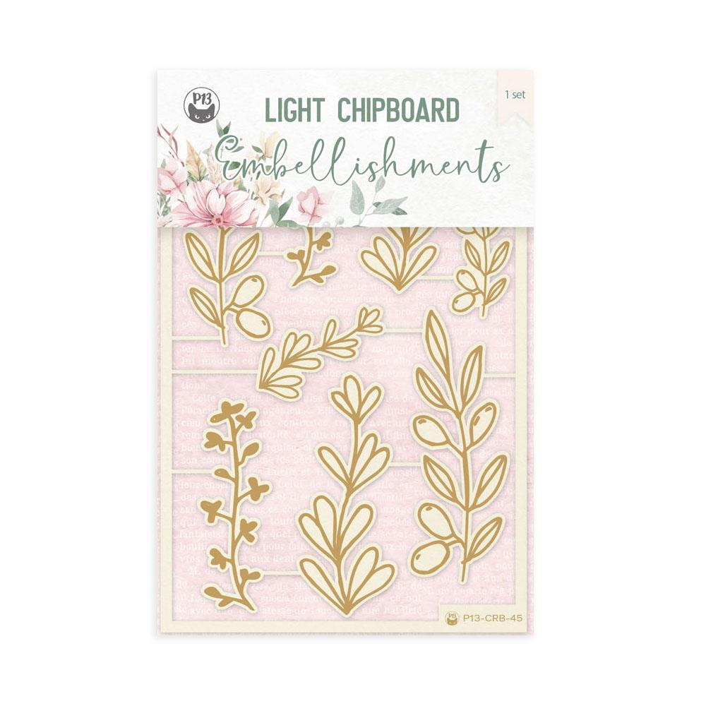 P13 Let Your Creativity Bloom Light Chipboard Embellishments