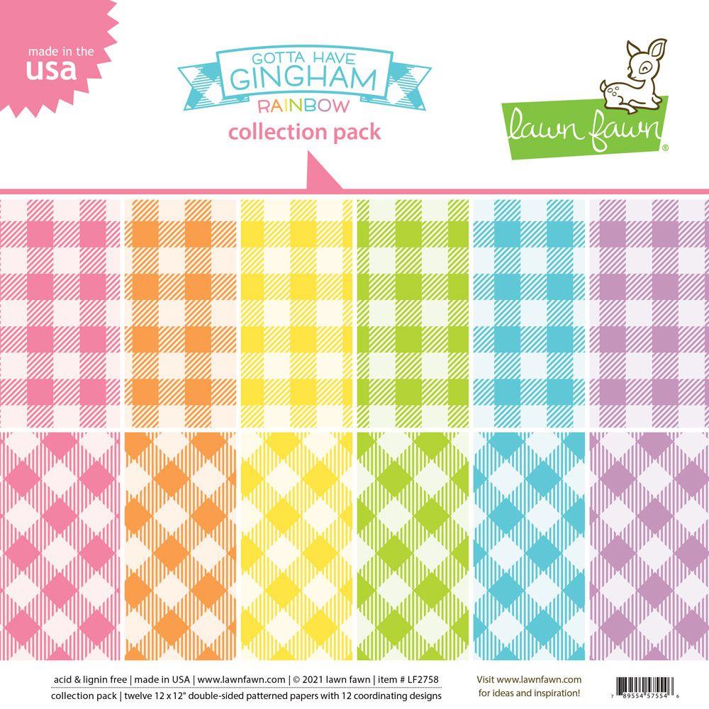 Lawn Fawn Gotta Have Gingham Rainbow 12 x 12 Collection Pack
