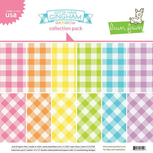 Lawn Fawn Gotta Have Gingham Rainbow 12 x 12 Collection Pack