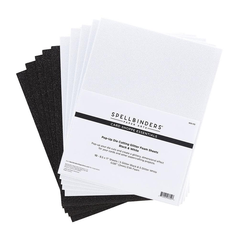 Spellbinders Paper Arts Card Shoppe Essentials Glitter Foam Sheets Black & White
