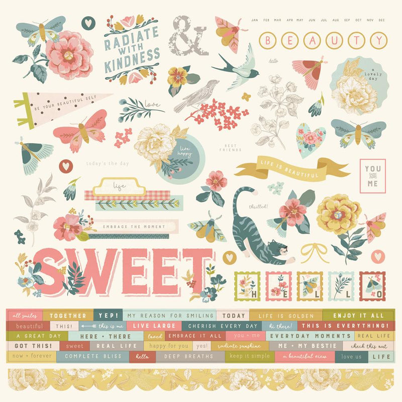 Simple Stories Wildflower 12 x 12 Cardstock Stickers