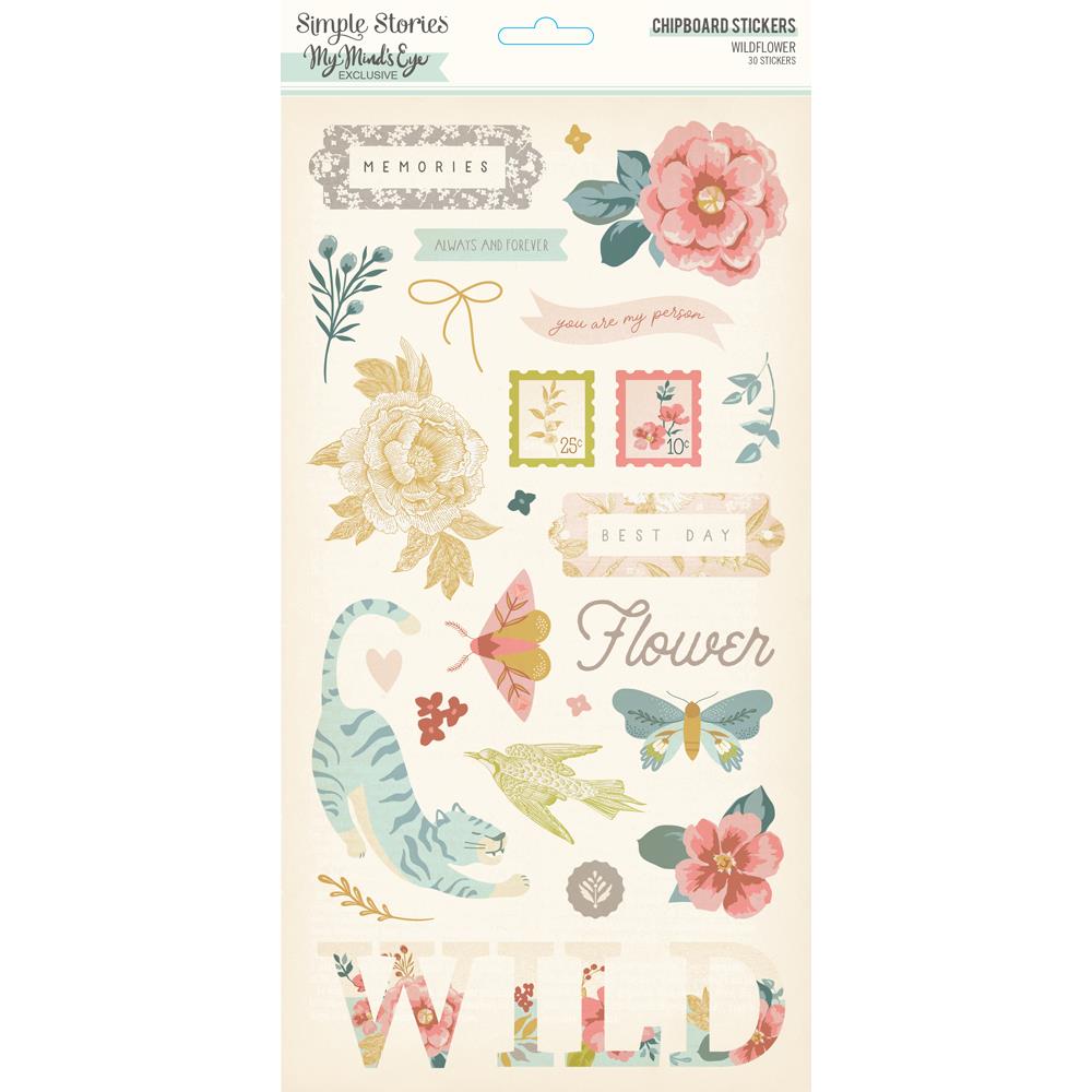 Simple Stories Wildflower Chipboard Stickers